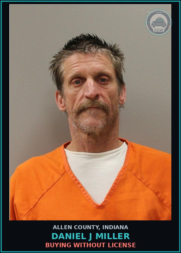 Booking mugshot of Daniel J Miller in Allen County