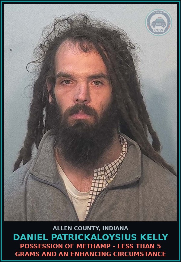 Booking mugshot of Daniel Patrickaloysius Kelly in Allen County