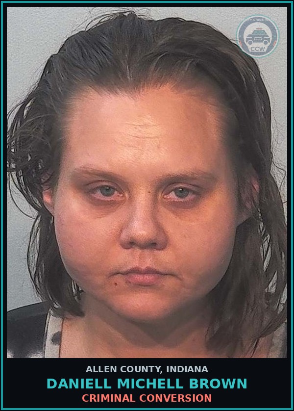Booking mugshot of Daniell Michell Brown in Allen County