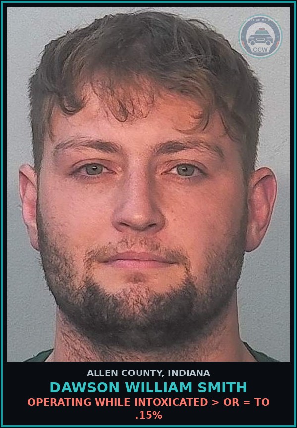 Booking mugshot of Dawson William Smith in Allen County