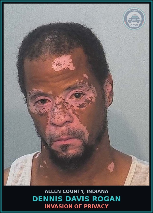 Booking mugshot of Dennis Davis Rogan in Allen County