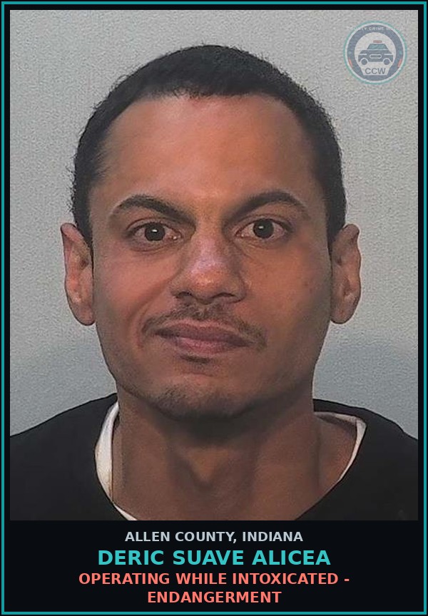 Booking mugshot of Deric Suave Alicea in Allen County