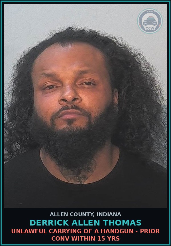 Booking mugshot of Derrick Allen Thomas in Allen County