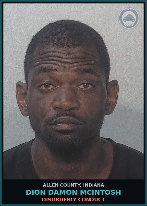 Booking mugshot of Dion Damon Mcintosh in Allen County