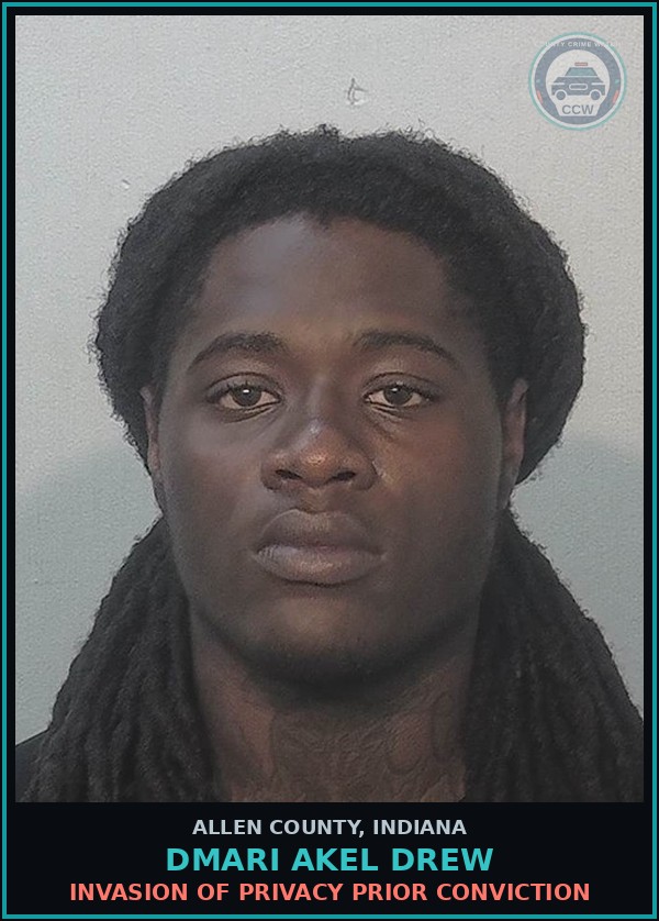 Booking mugshot of Dmari Akel Drew in Allen County