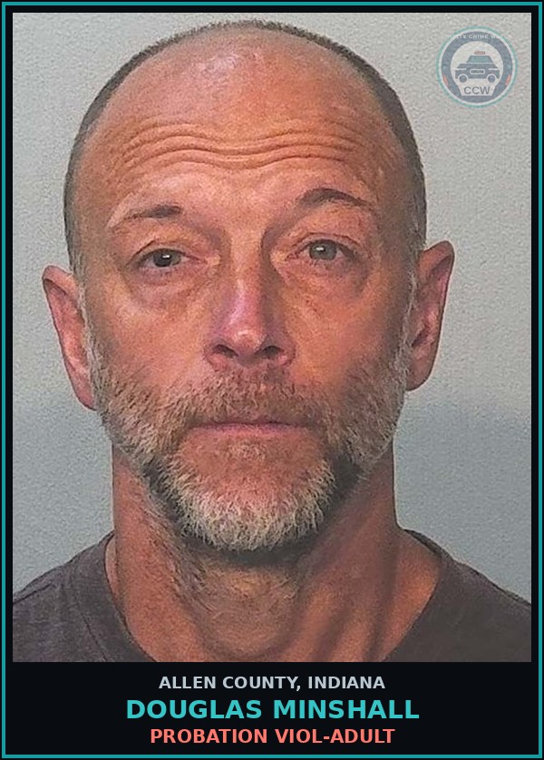 Booking mugshot of Douglas Minshall in Allen County