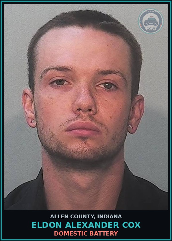 Booking mugshot of Eldon Alexander Cox in Allen County