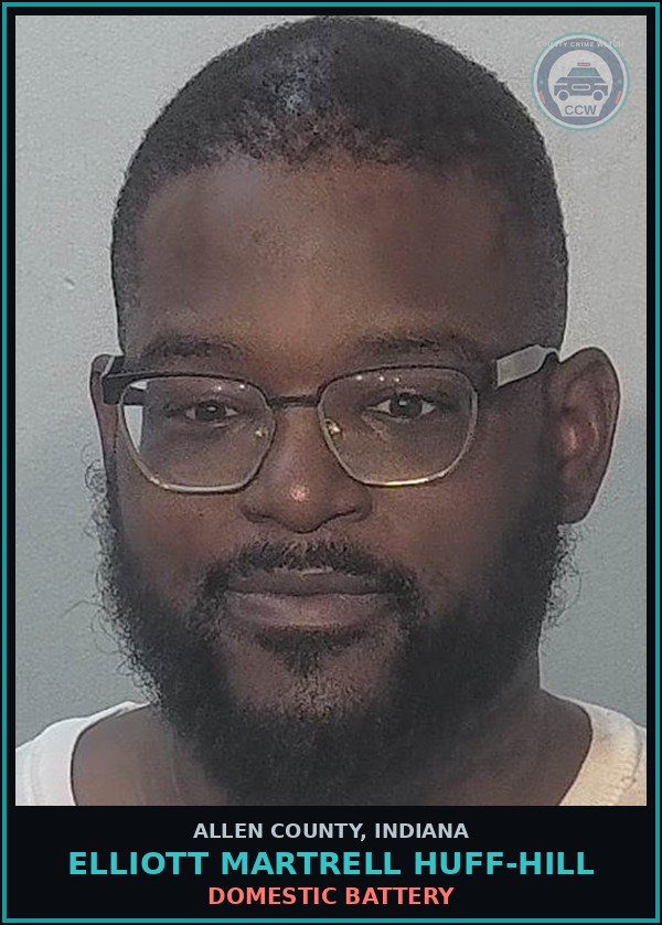 Booking mugshot of Elliott Martrell Huff-Hill in Allen County