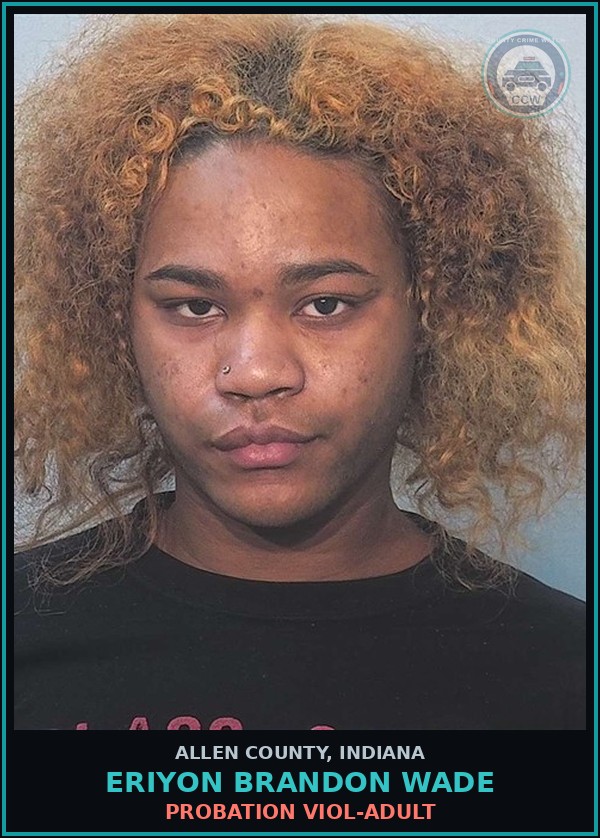 Booking mugshot of Eriyon Brandon Wade in Allen County