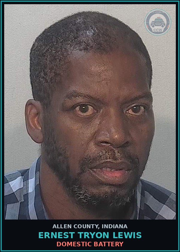 Booking mugshot of Ernest Tryon Lewis in Allen County