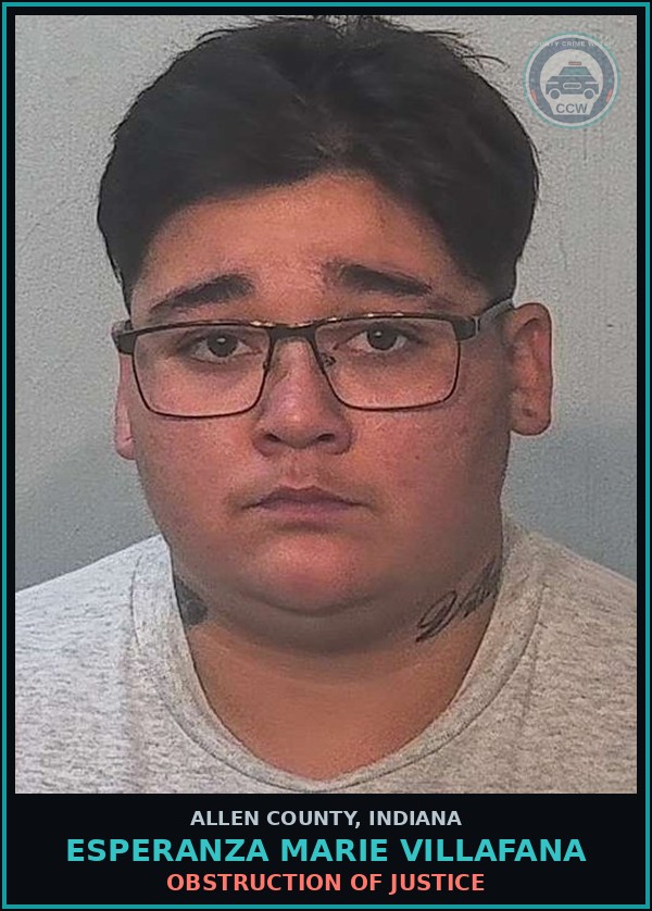 Booking mugshot of Esperanza Marie Villafana in Allen County