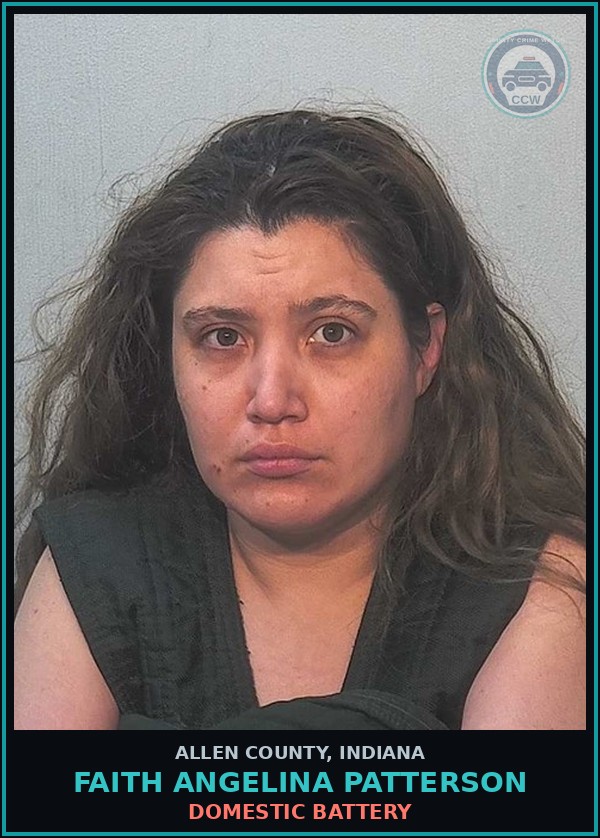 Booking mugshot of Faith Angelina Patterson in Allen County
