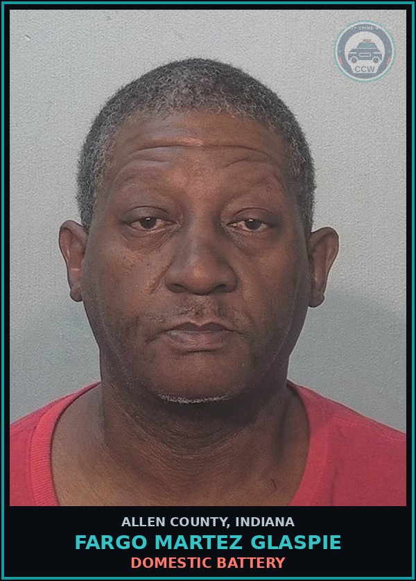 Booking mugshot of Fargo Martez Glaspie in Allen County