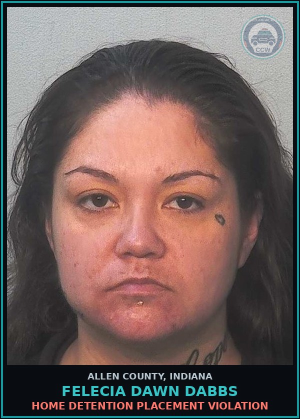 Booking mugshot of Felecia Dawn Dabbs in Allen County