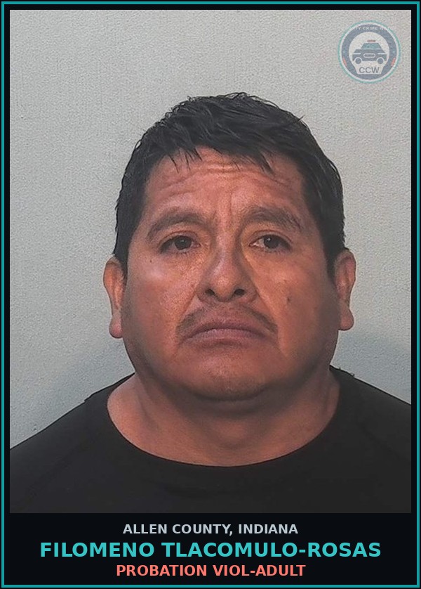Booking mugshot of Filomeno Tlacomulo-Rosas in Allen County