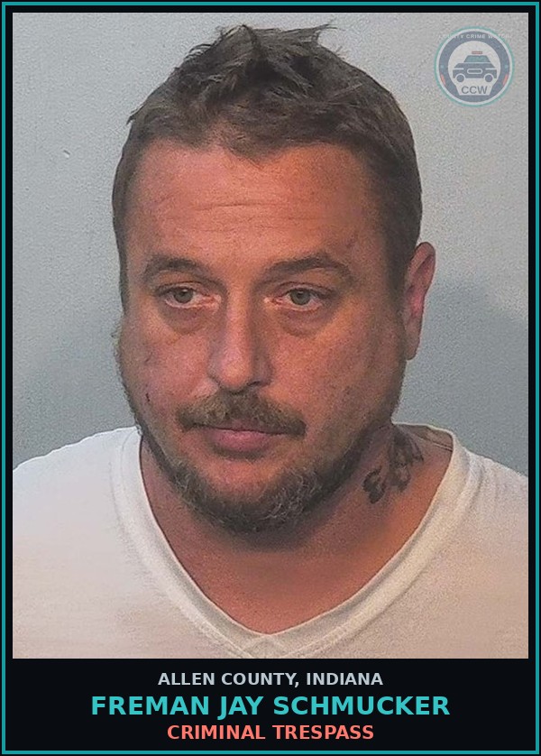Booking mugshot of Freman Jay Schmucker in Allen County