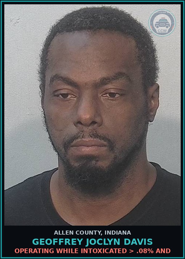 Booking mugshot of Geoffrey Joclyn Davis in Allen County