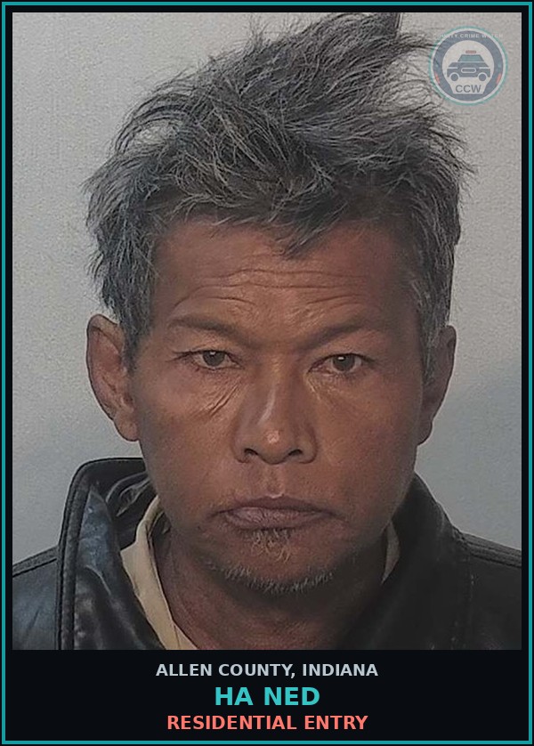 Booking mugshot of Ha Ned in Allen County
