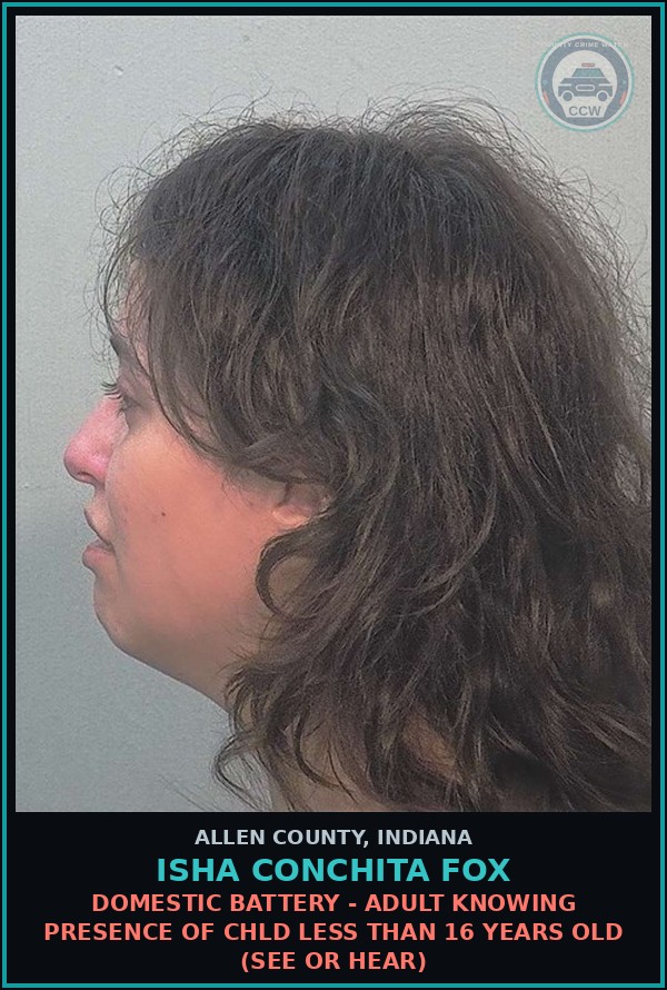 Booking mugshot of Isha Conchita Fox in Allen County