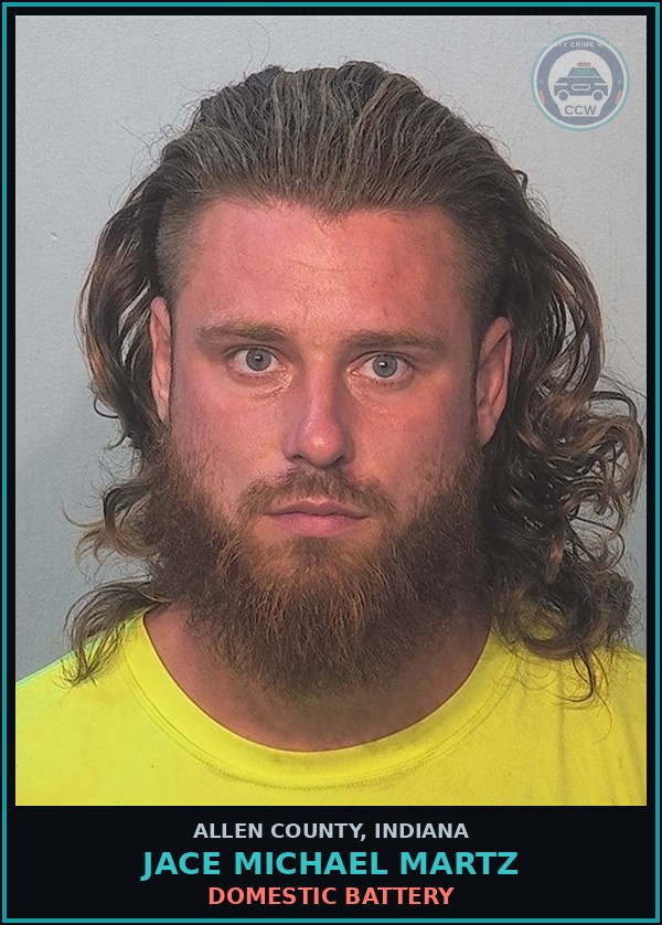Booking mugshot of Jace Michael Martz in Allen County