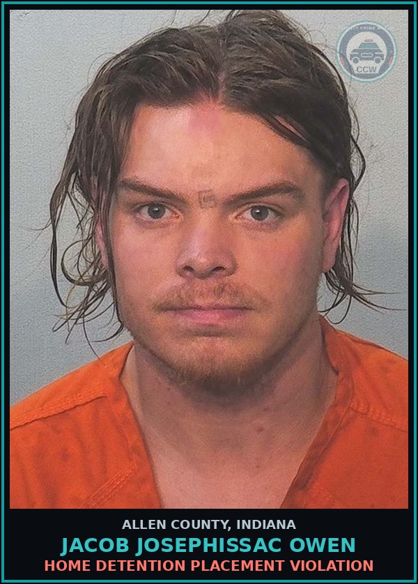 Booking mugshot of Jacob Josephissac Owen in Allen County