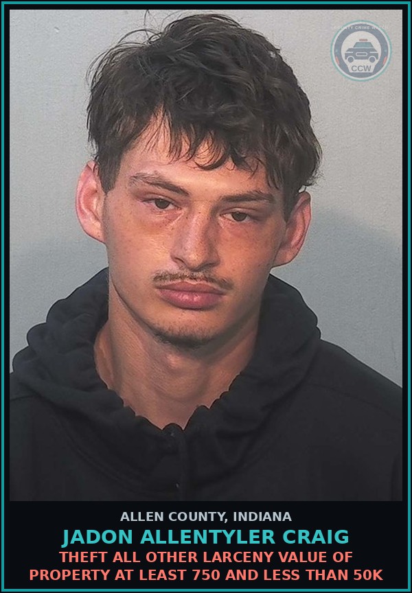 Booking mugshot of Jadon Allentyler Craig in Allen County