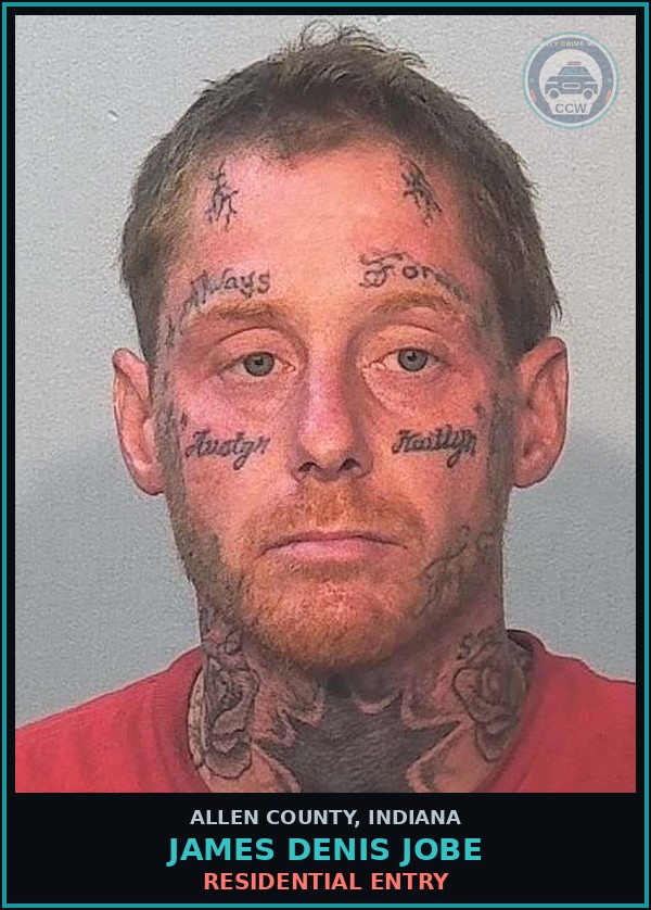 Booking mugshot of James Denis Jobe in Allen County