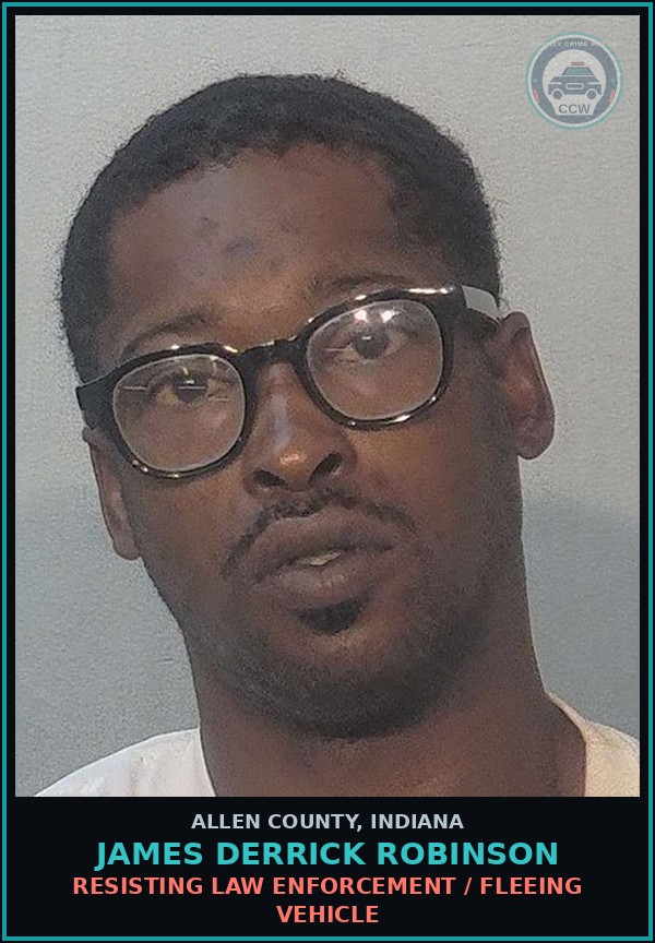Booking mugshot of James Derrick Robinson in Allen County