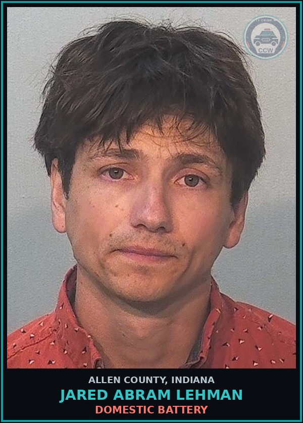 Booking mugshot of Jared Abram Lehman in Allen County