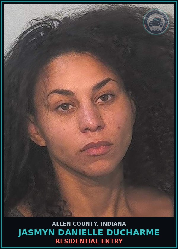Booking mugshot of Jasmyn Danielle Ducharme in Allen County