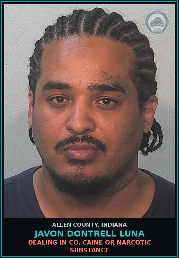 Booking mugshot of Javon Dontrell Luna in Allen County