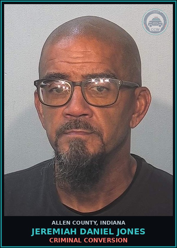 Booking mugshot of Jeremiah Daniel Jones in Allen County