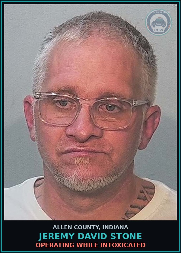 Booking mugshot of Jeremy David Stone in Allen County