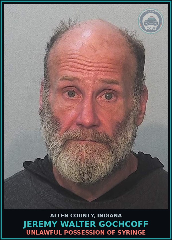 Booking mugshot of Jeremy Walter Gochcoff in Allen County