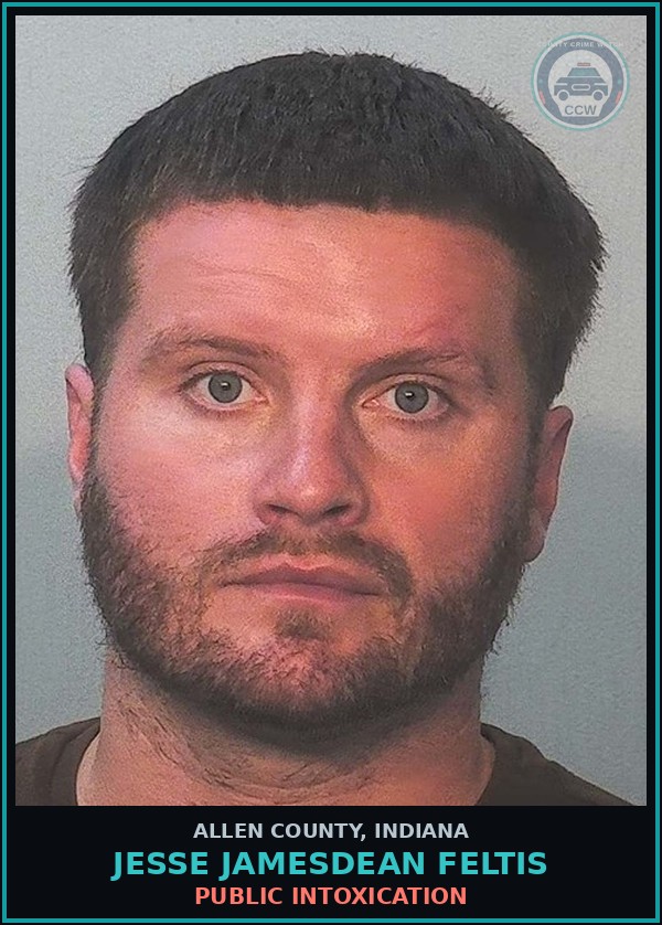 Booking mugshot of Jesse Jamesdean Feltis in Allen County