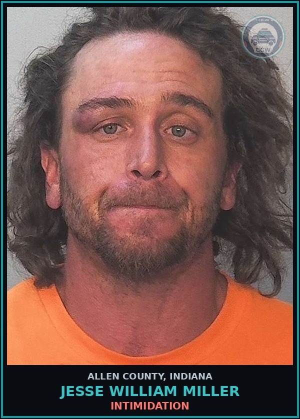 Booking mugshot of Jesse William Miller in Allen County