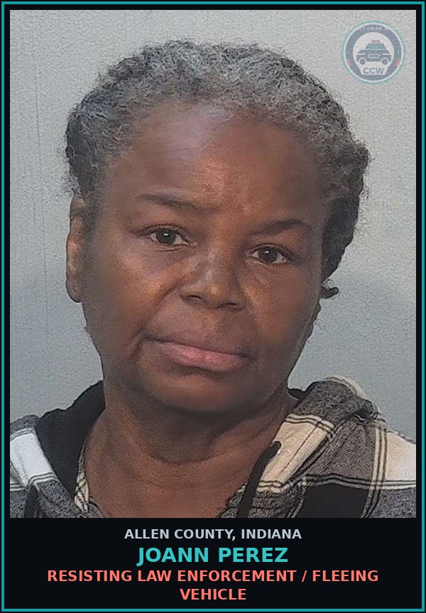 Booking mugshot of Joann Perez in Allen County