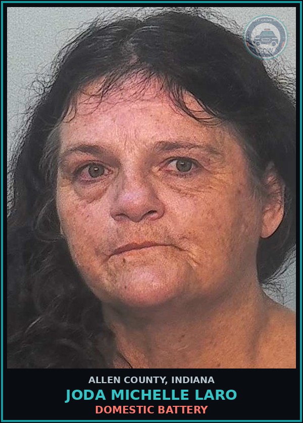 Booking mugshot of Joda Michelle Laro in Allen County