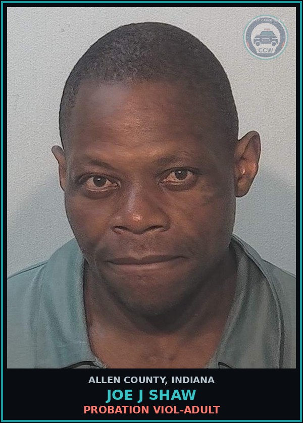 Booking mugshot of Joe J Shaw in Allen County
