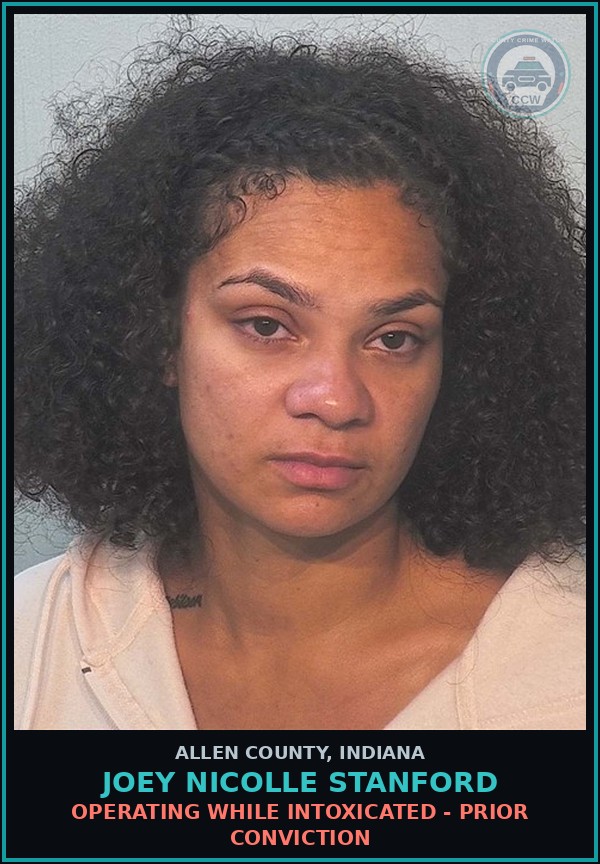 Booking mugshot of Joey Nicolle Stanford in Allen County