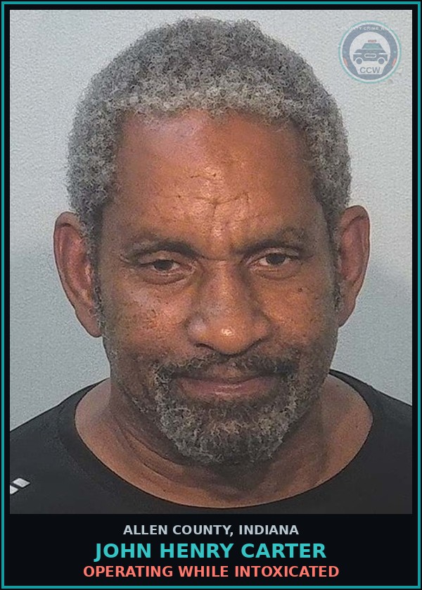 Booking mugshot of John Henry Carter in Allen County