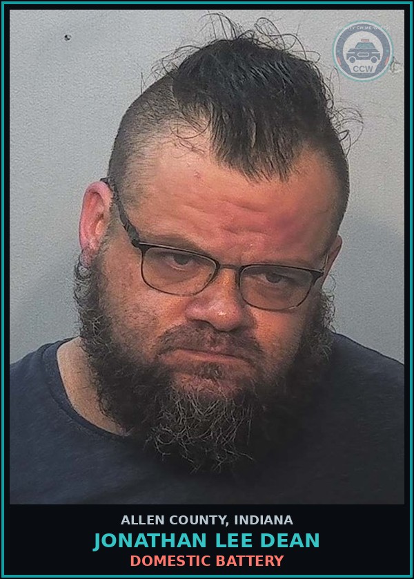 Booking mugshot of Jonathan Lee Dean in Allen County