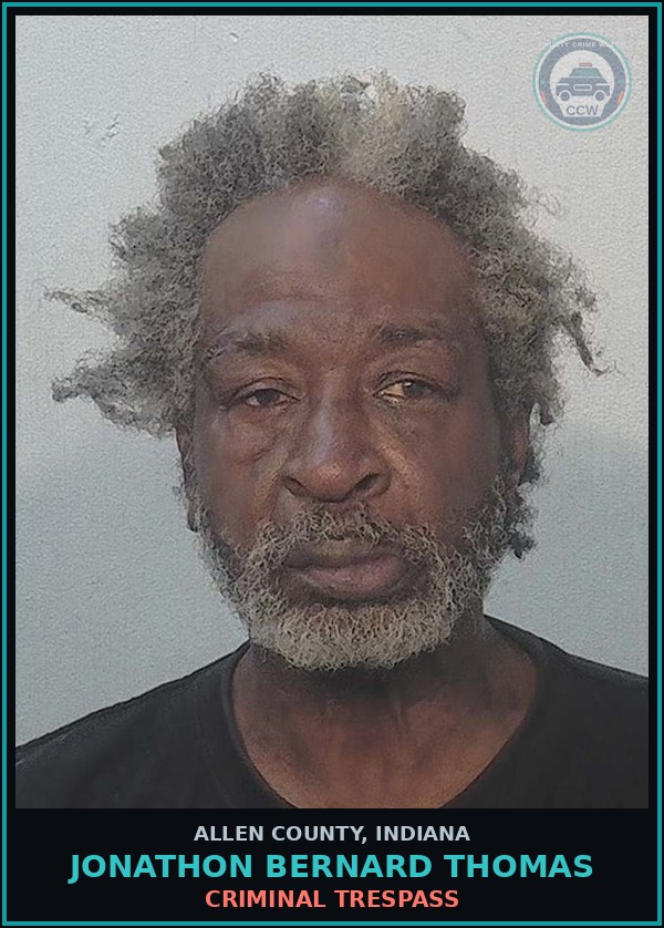 Booking mugshot of Jonathon Bernard Thomas in Allen County