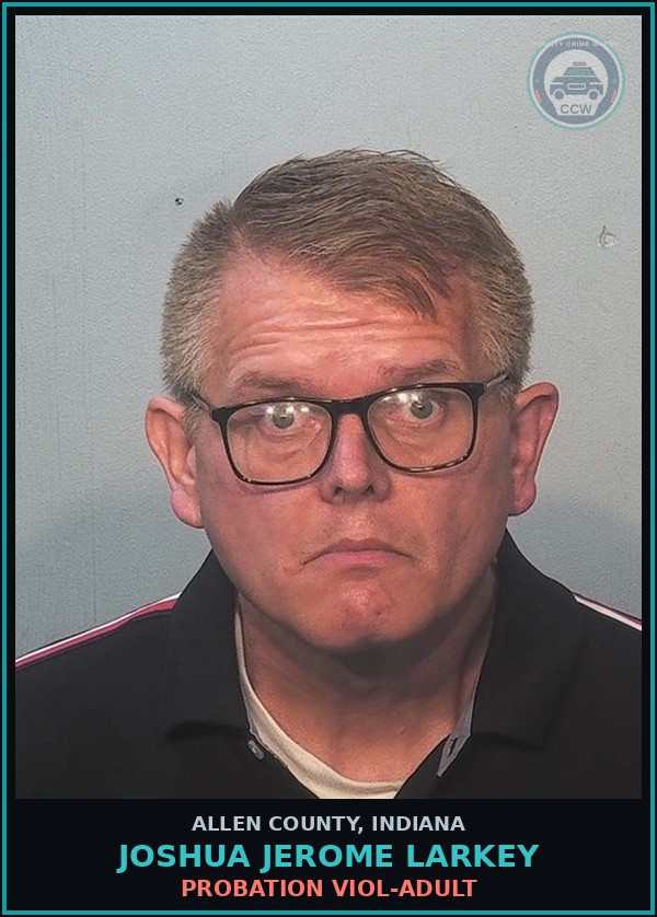 Booking mugshot of Joshua Jerome Larkey in Allen County