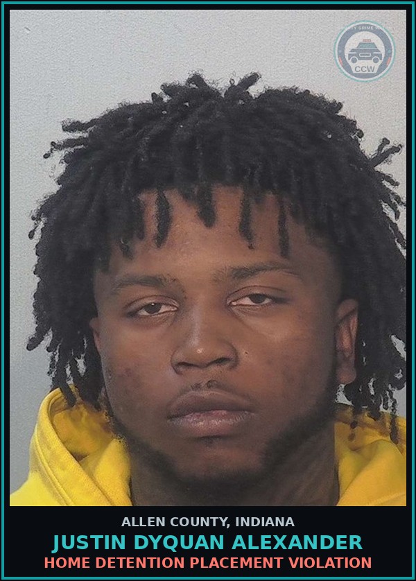 Booking mugshot of Justin Dyquan Alexander in Allen County