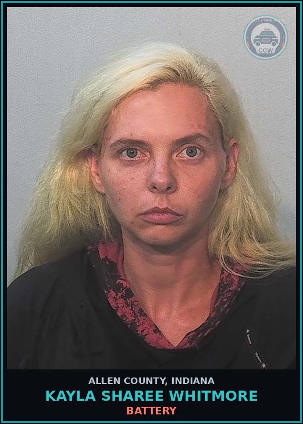 Booking mugshot of Kayla Sharee Whitmore in Allen County