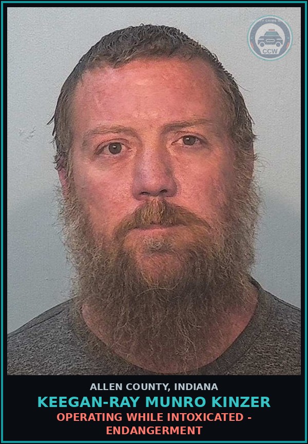 Booking mugshot of Keegan-Ray Munro Kinzer in Allen County