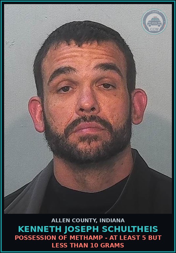 Booking mugshot of Kenneth Joseph Schultheis in Allen County