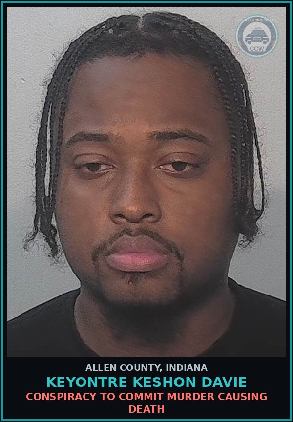 Booking mugshot of Keyontre Keshon Davie in Allen County