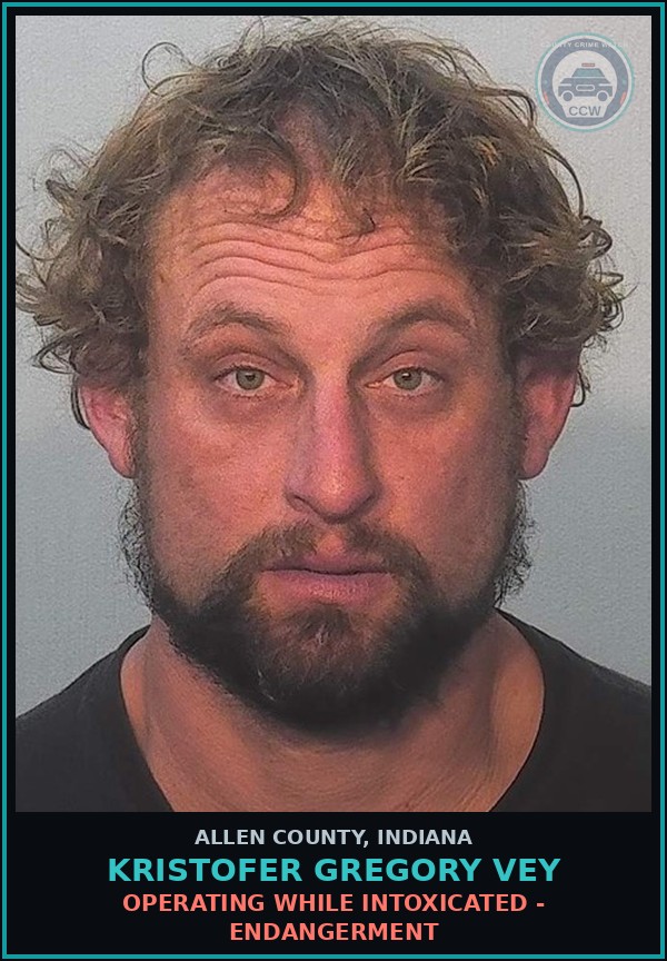 Booking mugshot of Kristofer Gregory Vey in Allen County